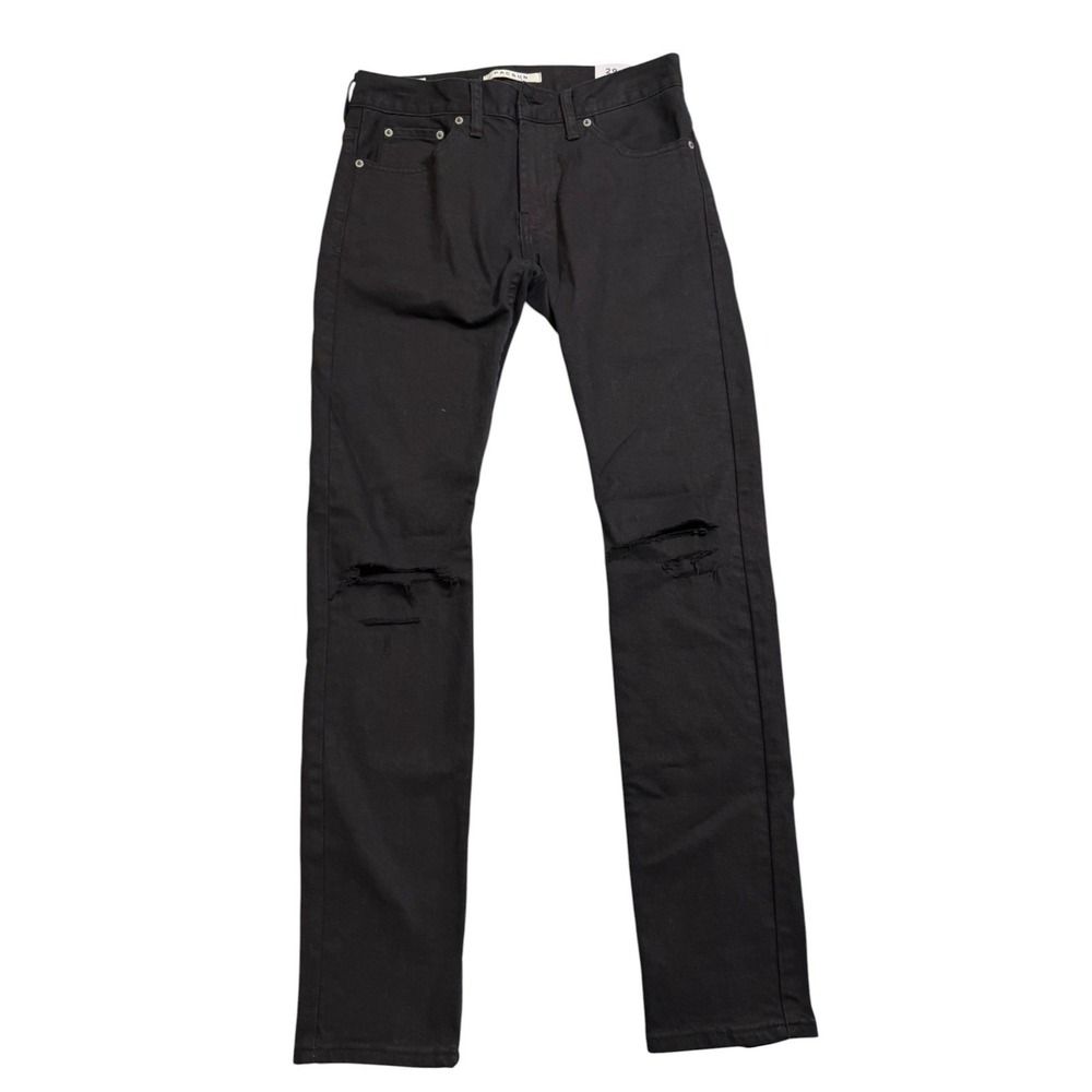 PacSun Mens Skinny Comfort Stretch Distressed Black Jeans 29x32‎ Knee Rips